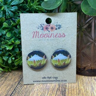 AT0402 Brown Protea Wood & Resin Stud Earrings 20mm