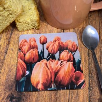 CS0513 Orange Tulips Coaster 90x90mm