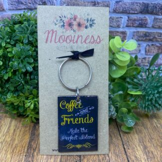KRL0103 Coffee & Friends Perfect Blend Wood & Resin Keyring 35x50mm