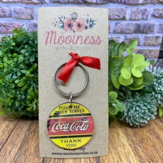 KRM0202 Vintage Coke Wood & Resin Keyring 40mm