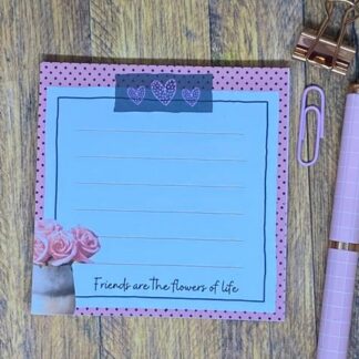 NOTE0203 Friends Flowers of Life Pink Notepad 90x90mm