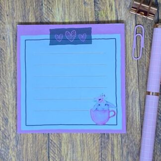 NOTE0701 Bunny in Cup Notepad 90x90mm